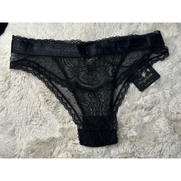 Honey Birdette SOFIA🖤 Black Lace Monogram Brief Small - Picture 2 of 4